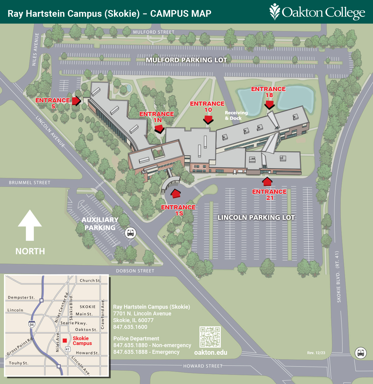 Find Oakton campus maps for both Des Plaines and Skokie